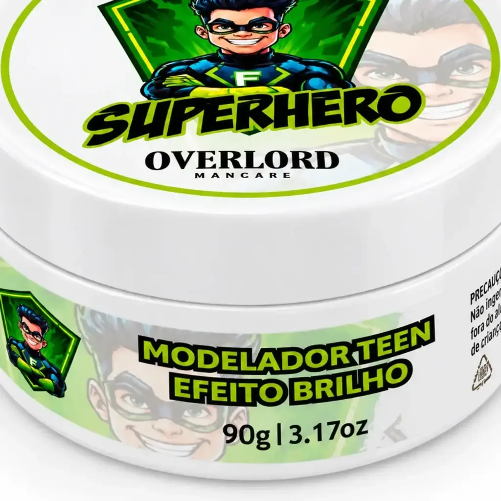 Modelador Teen Efeito Brilho 90g Overlord Men Care, lateral