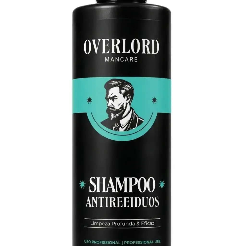 Shampoo Antirresíduos 500ml Overlord Men Care, lateral